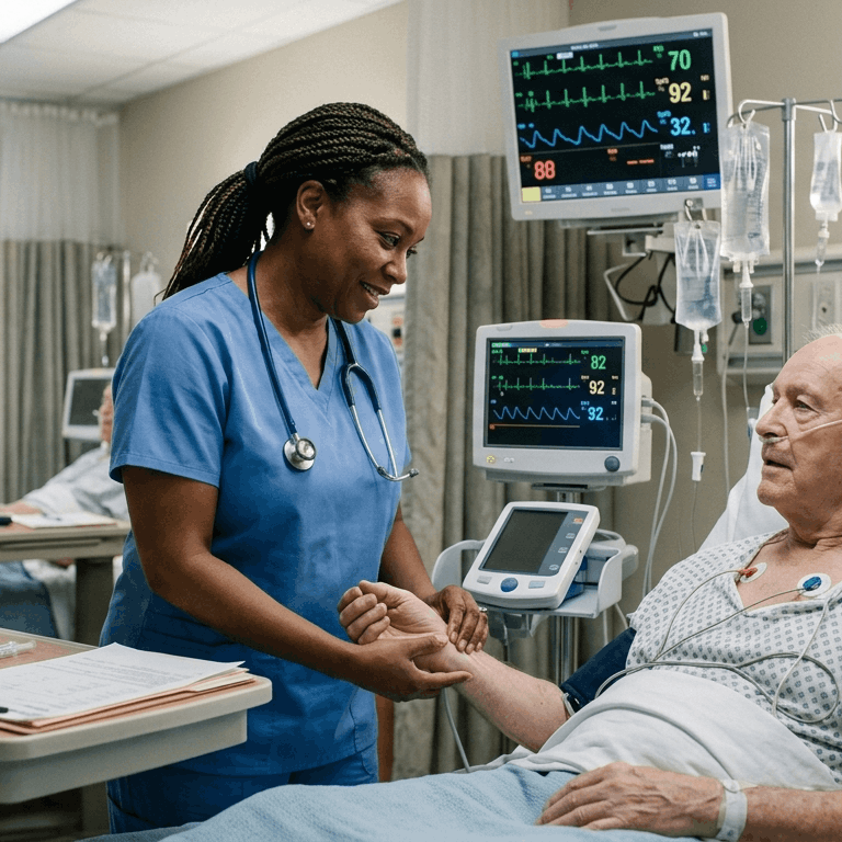 Registered Nurse Treating Heart Patient