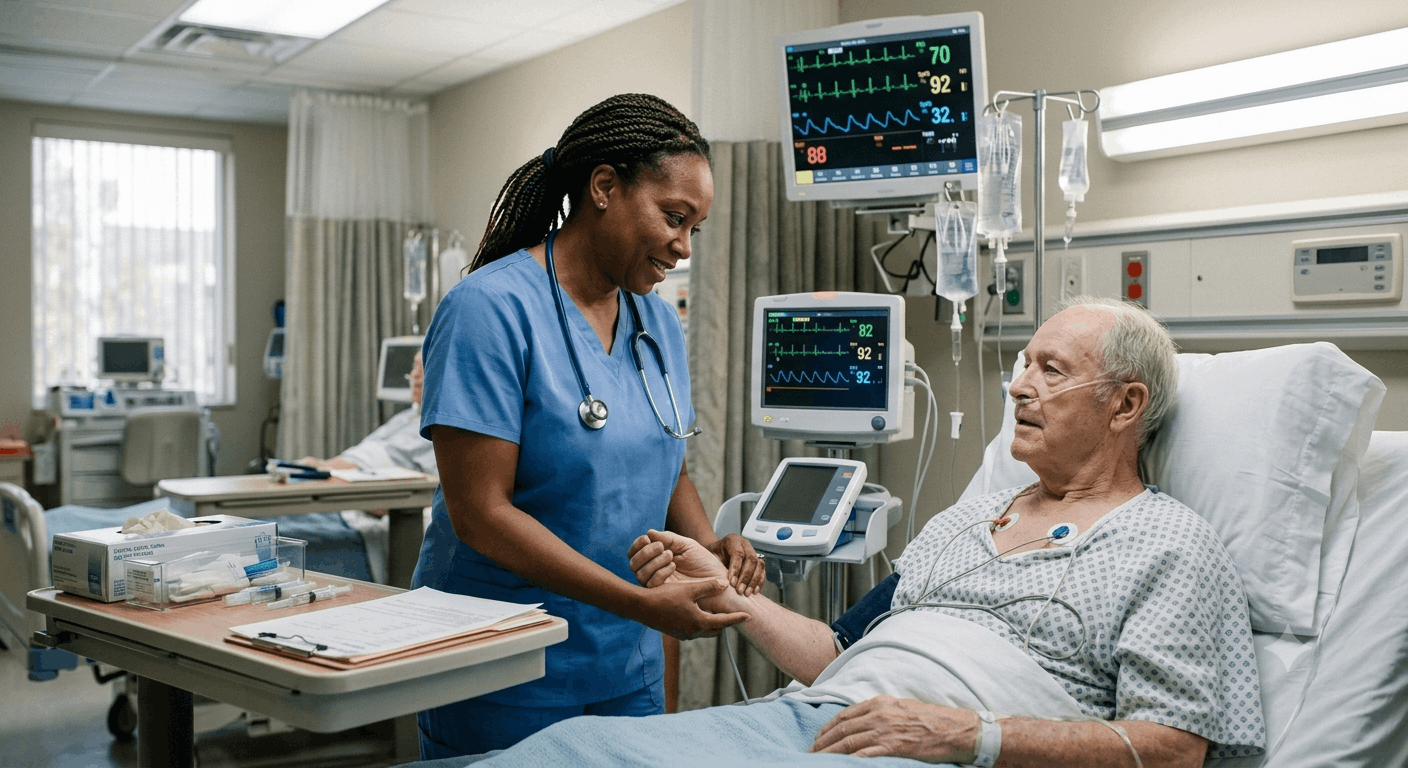 Registered Nurse Treating Heart Patient