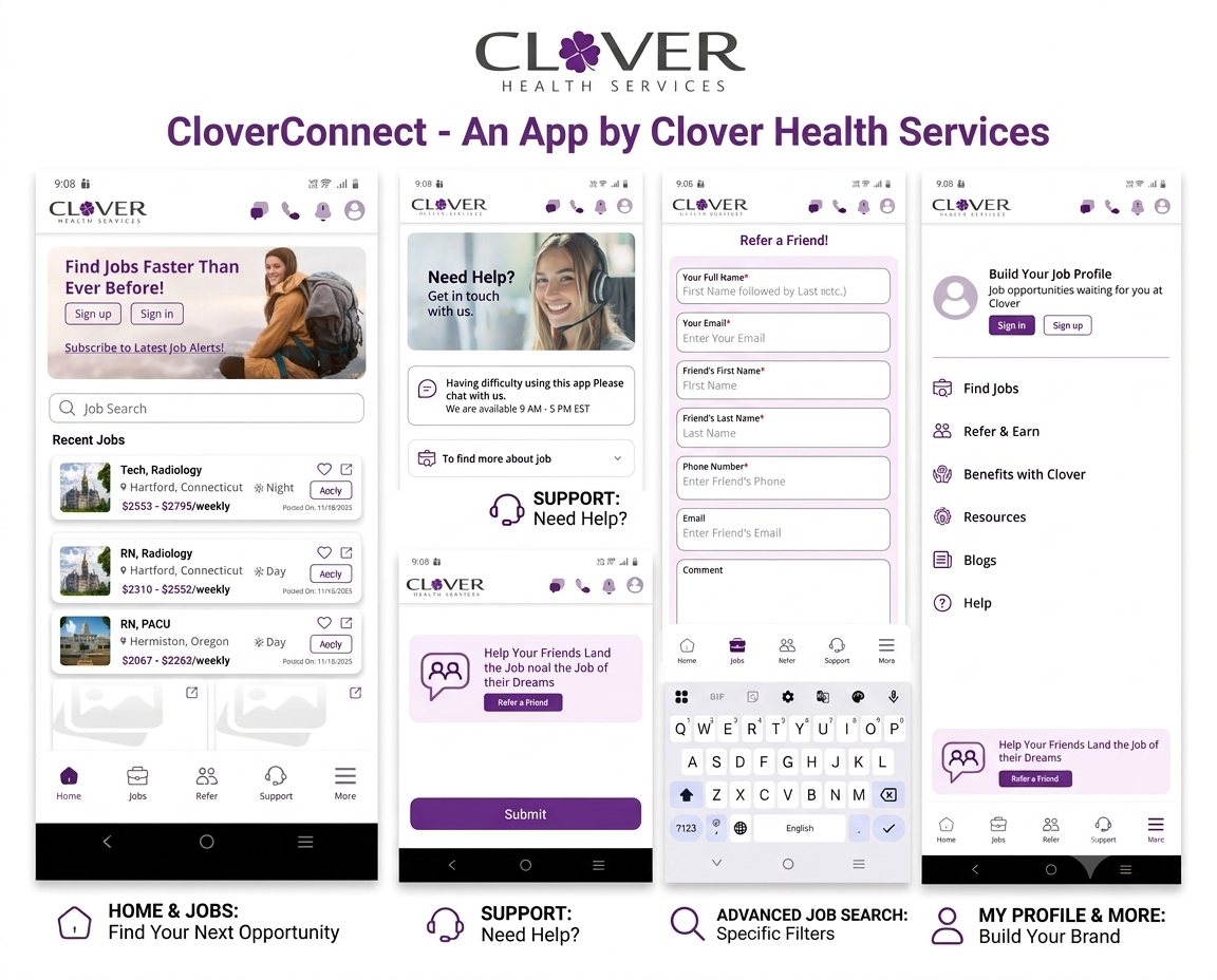 CloverConnect- A mobile app for travel nurses and allied health professionals